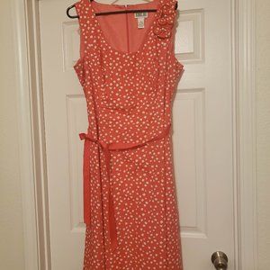Robbie Bee Coral Polka Dot Dress